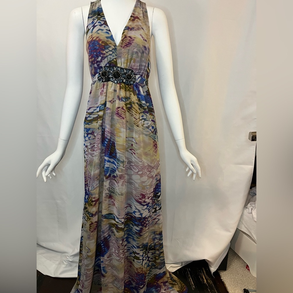 Vintage Ice Colorful Boho Beaded Maxi Dress Size 8